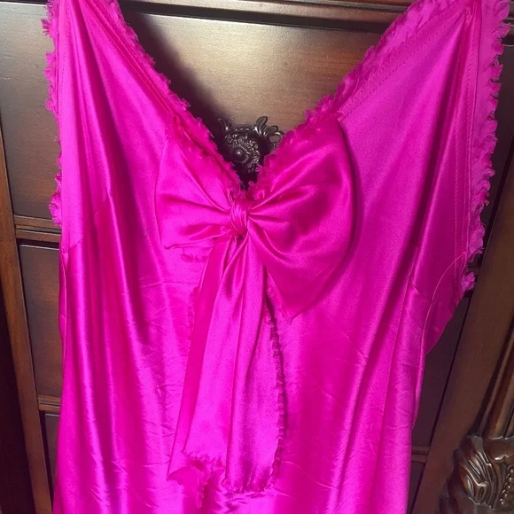Love Shack Fancy Luciole Dress in Electric Fuschia Silk - Picture 2 of 6